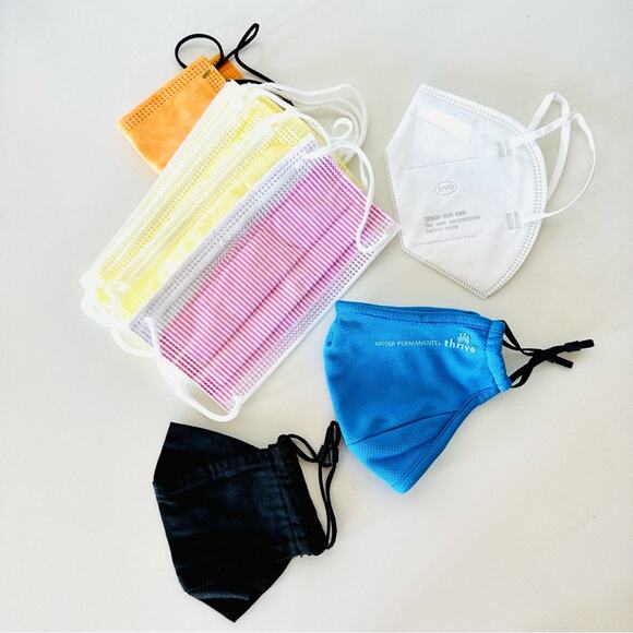 Anthropologie Accessories - NEW Black White Orange Adjustable Elastic Over Ear Face Covering Mask s/3